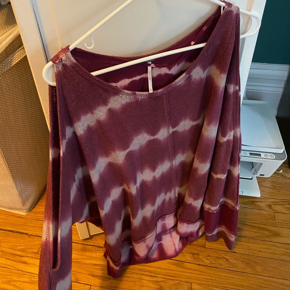FreePeople cold shoulder tie-dye sweater